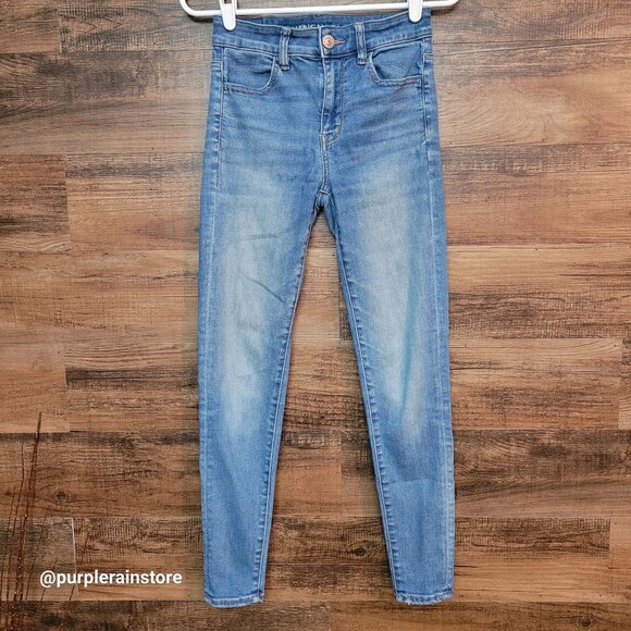 American Eagle Jeans 2 S Jegging Hi Rise Next Level Stretch Medium Light Wash - Picture 1 of 12